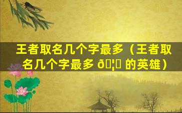 王者取名几个字最多（王者取名几个字最多 🦆 的英雄）